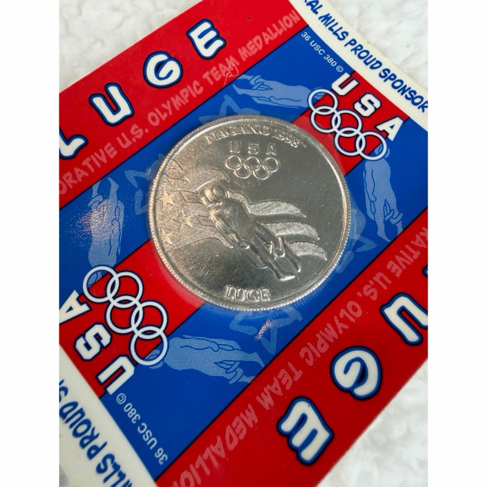 (VTG) GENERAL MILLS • Silver USA Luge Olympic Team Nagano 1998 Collectible Coin - Picture 3 of 6
